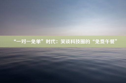 “一对一免单”时代：笑谈科技圈的“免费午餐”