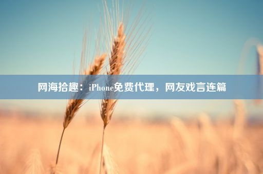 网海拾趣：iPhone免费代理，网友戏言连篇