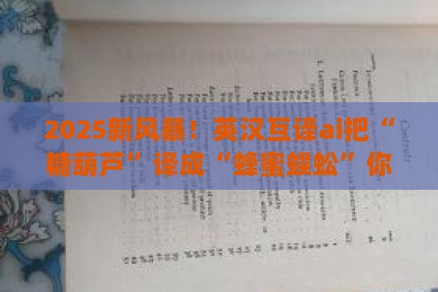 2025新风暴！英汉互译ai把“糖葫芦”译成“蜂蜜蜈蚣”你敢信？