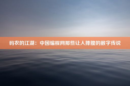 码农的江湖:中国编程网那些让人捧腹的数字传说