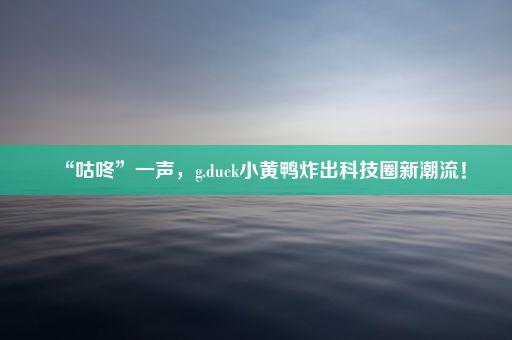 “咕咚”一声,g.duck小黄鸭炸出科技圈新潮流!
