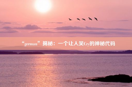 “german”揭秘:一个让人笑Cry的神秘代码